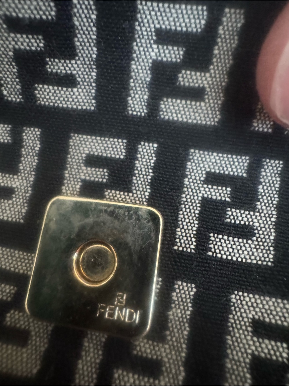 Fendi Black and White Monogram Baguette with Gold Hardware - Picture 2 of 5
